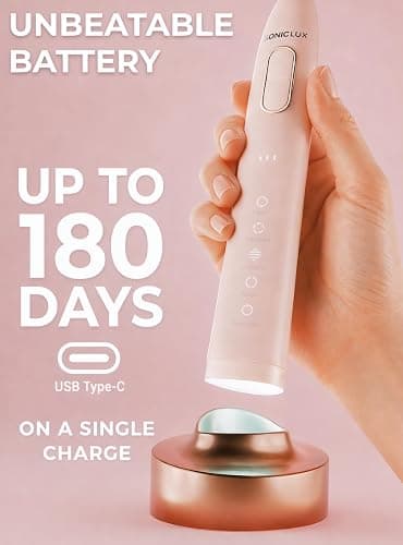 SMILE NOVA Sonic Lux™ Pink Electric Toothbrush for Adults – Luxury Rechargeable Sonic Electric Toothbrush with Travel Case with GlowGuard Nano-Hydroxyapatite Whitening Toothpaste & 6 Brush Heads thumbnail 3