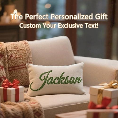 Wucidici Personalized Embroidered Name Lumbar Pillow，Custom Monogram Throw Accent Handmade Pillows Cover，Customizable 12x20 Decorative Couch Bed Room Pillow Case Gifts for Kids Boy Girls thumbnail 6
