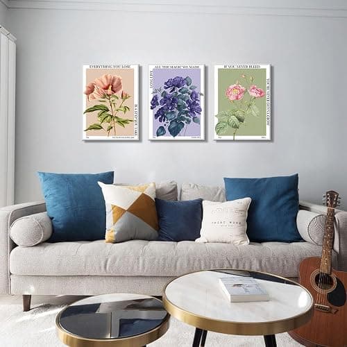 yulihaz Vintage Taylor Flower Wall Art Taylor Colorful Botanical Posters Prints Set of 3 Floral Canvas Wall Decor You're On Your Own Kid Pictures for Bedroom Living Room Framed 12x16 inch - canvas 12x16 inch - Flower thumbnail 3