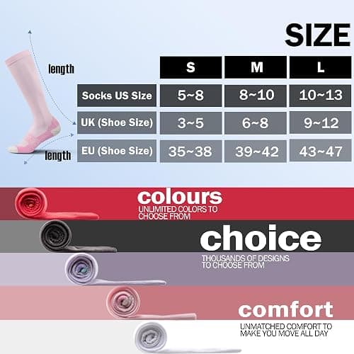 BRISIRA Coolmax Cooling Compression Knee High Socks Women 2 Pairs 15-20 mmHg Circulation Support for Nurse Running Travel - 8-10 - 2 Pack-pink thumbnail 6