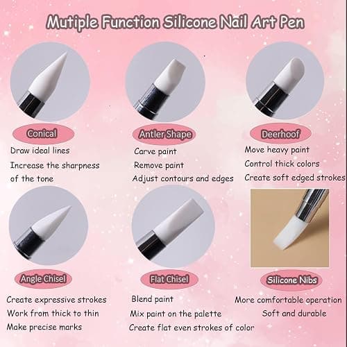 Whmeolyo 11Pcs Nail Art Brush Set, Dual Tipped Silicone Nail Tools, Nail Art Sculpture Pen, Crystal Handle Liner Brushes, Acrylic & Gel Nail Brush, Dotting Pens for Home and Professional Nail Salon thumbnail 3
