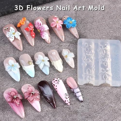 3D Flowers Nail Mold Silicone Nail Tools, Hawaii Hibiscus Floral Petal Nail Design Resin Molds Nail Art Carving Template for Resin Manicure Decorations Accessories DIY Nail Supplies thumbnail 4