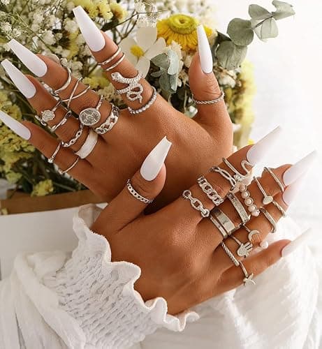 iF YOU 30 Pcs Gold Knuckle Rings Set for Women, Vintage Stackable Cute Finger Midi Rings, Fashion Simple Silver Rings Pack Jewelry for Women Gift thumbnail 8