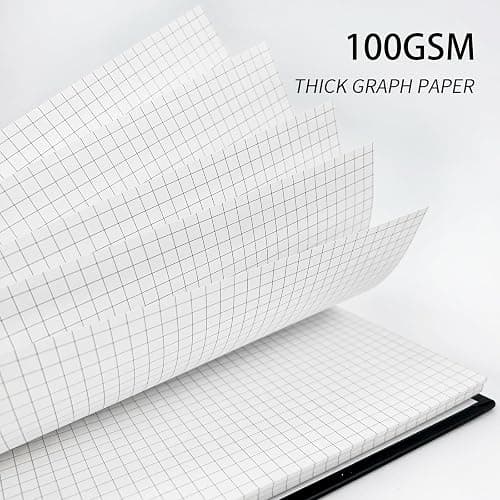 Ouzoustate Graph Paper Spiral Notebook A5 Grid Journal 5.62"x 8.4" - 4 Pack 160 Pages 100GSM Thick Paper Hardcover Notebooks for Note Taking Engineering Graphing Work School Supplies,Black thumbnail 4