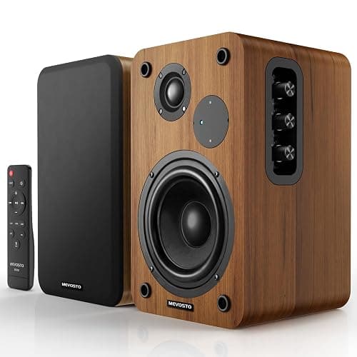 Active Bookshelf Speakers 36W RMS - BT 5.4 Wireless Speaker with 5 Inch Woofer, Silk Dome Tweeter PC Speakers - USB Digital Audio Studio Monitors Bass & Treble Adjust AUX Input for Record Player TV - 36 Watts RMS - Image 1