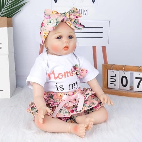 Reborn Baby Dolls Girl Clothes 20-22 inch Reborn Newborn Baby Doll Clothes Accessories 3Pieces Printing Suits thumbnail 2