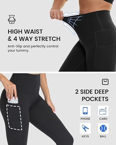 3 Packs Leggings with Pockets for Women, Soft High Waisted Tummy Control Workout Yoga Pants thumbnail 4
