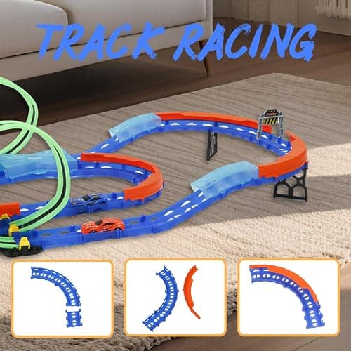 Insgen Slot Car Race Track Set with 2 High-Speed Cars,Racing Game with 2 Controllers, Electric Remote Control Track Car, Learning Toy for Boys and Girls Ages 3-12, Gift for Kids(Medium) thumbnail 4