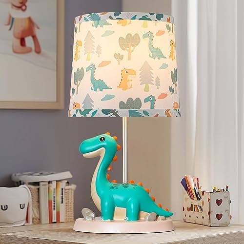 Small Green Dinosaur Table Lamp for Bedroom Nightstand Decor,Animal Nursery Single Bedside Lamp for Kid Study Room,Cute Desk Lamp for Boy Girl Toddler Play Room,1 LED Bulb Included - Green