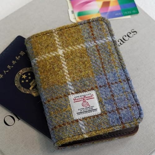 Harris Tweed Leather Passport Holder with RFID Blocking (No.872) | Handcrafted British heritage style, slim and lightweight with card slot for women and men thumbnail 3