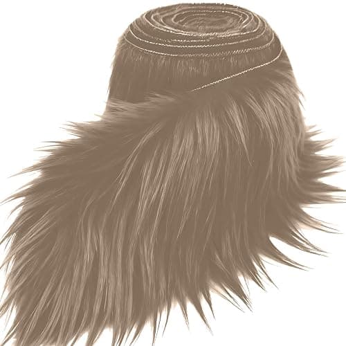 Brown A 2x60Inch Faux Fur Shaggy Plush Faux Fur, Fabric Precut Strips Fluffy Fuzzy Faux Fur, Craft Beard Hair, Beard Miniature Dolls Rugs Mats Gift, Winter Halloween Christmas Costume Party Decor - Image 1