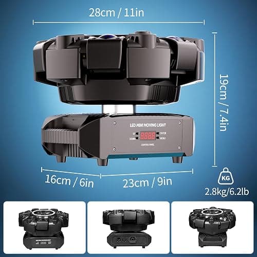 Moving Head DJ Stage Light 6-Arm RGBW with 4 Honeycomb Beams, 90° Swing 540° Rotate, White/Warm Strobe, Red/Green Starry Sky, Colorful Aperture Effects, Auto/DMX512 Control for Party Club Wedding thumbnail 5