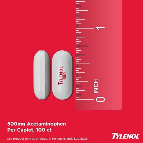 Tylenol Extra Strength Caplets, 500 mg Acetaminophen, 100 Ct | Fast & Strong Pain Relief, Fever Reducer for Adults, Gentle on Stomach, For Headaches, Backaches & Minor Arthritis thumbnail 5
