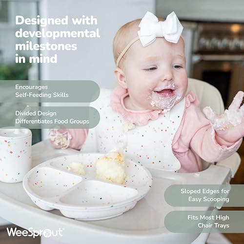 WeeSprout Silicone Divided Plates (No Lids), 100% Food Grade Silicone Divided Plates for Toddlers & Kids, Dishwasher & Microwave Safe thumbnail 3