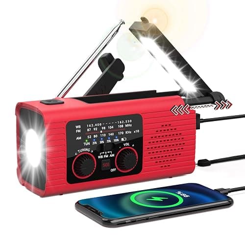 NITIGO Emergency Weather Radio, 4000mAh NOAA Weather Alert Radio Solar Charging, Hand Crank & USB Charged, AM/FM with LED Flashlight, Reading Lamp, SOS Alarm, Headphone Jack for Outdoor Indoor - Image 1