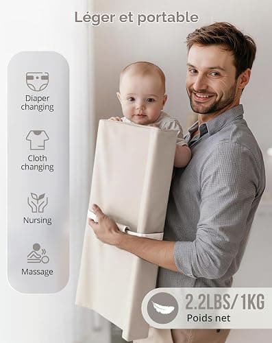 COMOMY Matelas à langer en cuir végétalien avec housse en polyuréthane imperméable et douce, anti-roulis et antidérapant, tapis à langer avec sangles de sécurité, tapis à langer portable, pour commode thumbnail 6