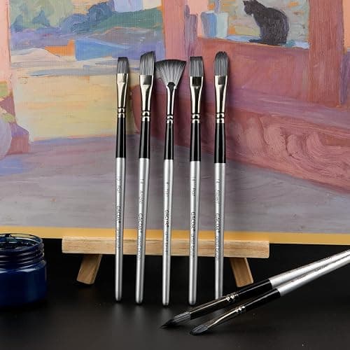 GACDR Acrylic Paint Brush Set, 24 Pieces Paint Brushes for Acrylic Painting with Cloth Roll Case and 2 Sponges, Pinceles para Acrilico for Oil Watercolor Gouache thumbnail 7