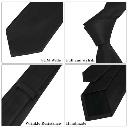 Puistr Men's Tie Pure Color 3.15" (8CM) Necktie Black Ties For Men | Plain Necktie for Formal Business Wedding thumbnail 4