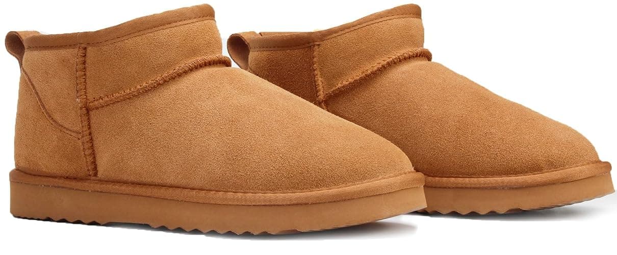 Snow Boots for Women, Mini Ankle Booties Memory Foam Winter Shoes Low Heel Suede Leather Fur lined Warm Flat Boots thumbnail 5