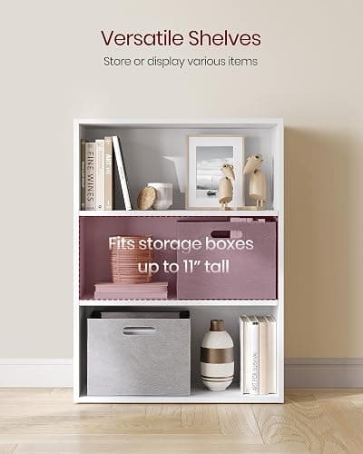 VASAGLE CUSTOS Collection - Bookshelf, 3-Tier Bookcase, Book Shelf, Open Storage Shelf, 9.4 x 23.6 x 32 Inches, for Living Room, Home Office, Dinning Room, Cloud White ULBC163T14 thumbnail 5