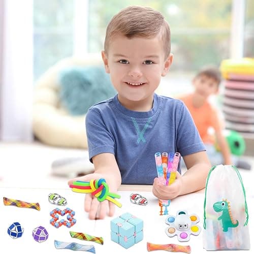 22 Pcs Fidget Toys Pack for Kids and Adults, Sensory Fidget Toys Set Stress Reliever Anxiety Relief Toys, Pop it Bracelet Educational Toys Gifts with Storage Bag for Birthday Party Favour Bag thumbnail 2