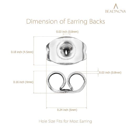 BEADNOVA Earring Backs Stainless Steel Earring Backings for Studs Hypoallergenic Surgical Locking Ear Stud Backs for Posts (60 pcs) thumbnail 3