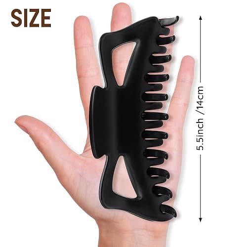 Extra Large Claw Clips for Thick Hair and Long Hair, 2 Pack XXl Jumbo Claw clips, Oversized Matte Non-slip Butterfly Hair Clips for Women, Big Strong Hold Jaw Clip, Black and Brown thumbnail 5
