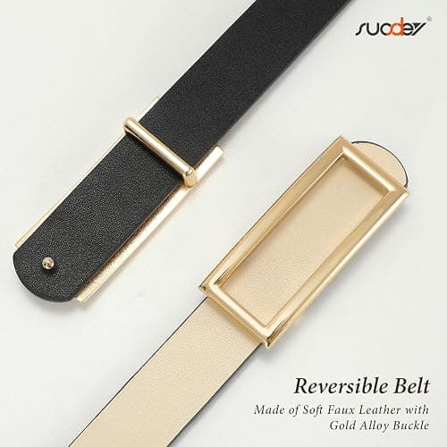SUOSDEY Women Reversible Leather Belt thumbnail 5