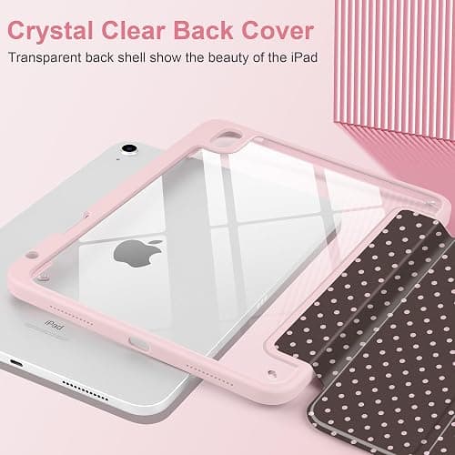 TWOLSKOO for iPad 11th & 10th Gen Case with Pencil Holder, Trifold Stand, Auto Sleep/Wake, Clear Acrylic Back with TPU Bumper, for iPad 11-inch (2025, A16 Chip) & 10.9-inch (2022), Chocolate Polka Dot thumbnail 4