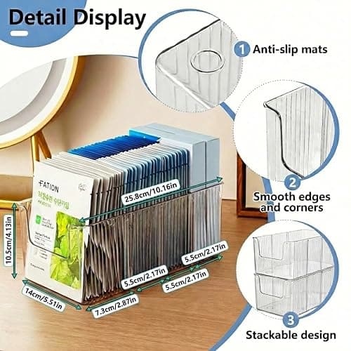 Imakmasion Face Mask Organizer, 4-Compartment Clear Plastic Sheet Mask Holder & Makeup Palette Storage, Vanity Storage Bin for Bathroom Counter, Cosmetic Organizer for Skincare, Eyeshadow & Brushes thumbnail 2