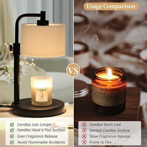 NITOWOLF Candle Warmer Lamp with Timer, Candle Wax Warmer Adjustable Height Candle Lamp Warmer for Jar Candles, Christmas Gifts House Warming Gifts for Women (Black-Upgrade) thumbnail 5