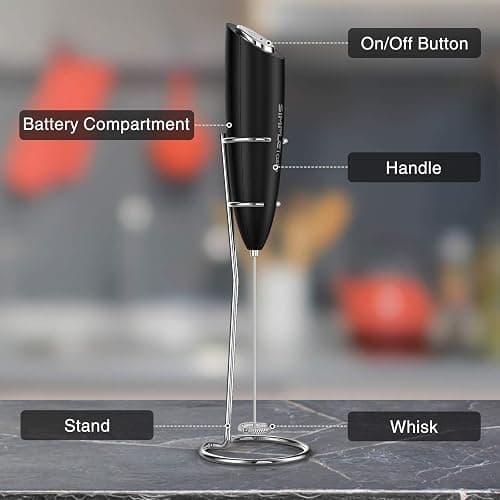 SIMPLETASTE Milchaufschäumer Elektrisch, Handheld Schaumbereiter mit 2 Batterie und Stab, Milk Frother für Cappuccino, Kugelsicherer Kaffee, Latte thumbnail 7