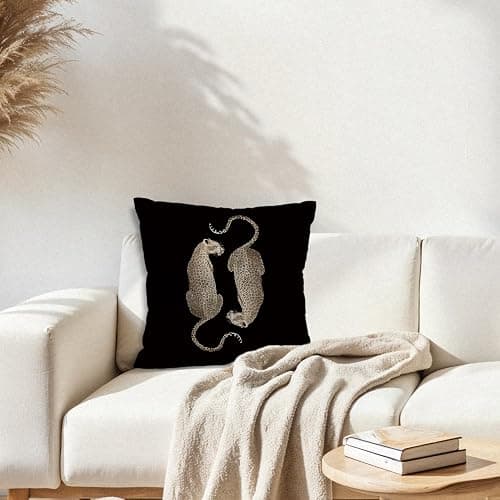 NaZaUK Funky Cheetah Print Throw Pillow Cover, Leopard Pillow Covers 18x18, Girls Stockholm Room Decor Aesthetic, Trendy Y2K Leopard Room Decor for Bedroom Dorm Trendy Home thumbnail 4