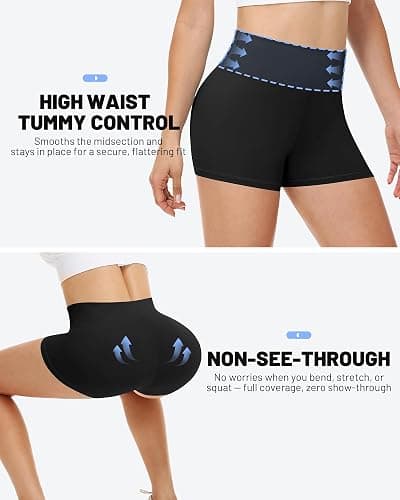 Runhit Women's Workout Biker Shorts - 3"/5"/8" High Waisted Tummy Control Spandex Booty Shorts for Volleyball Gym Yoga Dance thumbnail 3