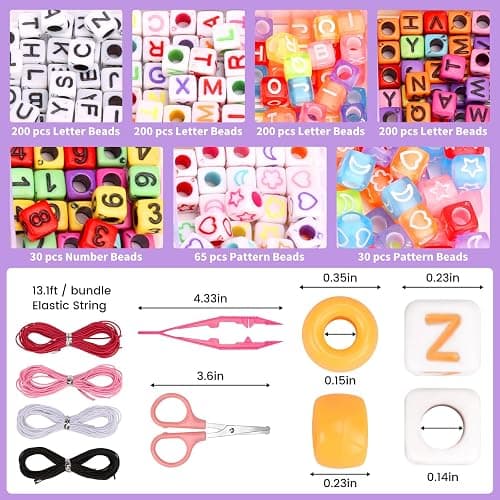 Pizooro Bracelet Making Kit 2400 Pcs Bracelet Beads, 56 Colors Pony Beads in Bead Organizer, 1400 Kandi Beads + 1000 Letter Beads, Jewelry Craft Supplies for Friendship Bracelets, DIY Gifts for Teens thumbnail 4