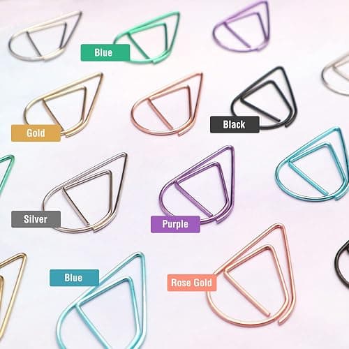 DEEDYGO 250 PCS Multicolor Drop-Shaped Paper Clips, 1 Inch | Teardrop Paperclips, Stainless Steel, For Office School Wedding Scrapbooking, Bookmarks & Planners thumbnail 3