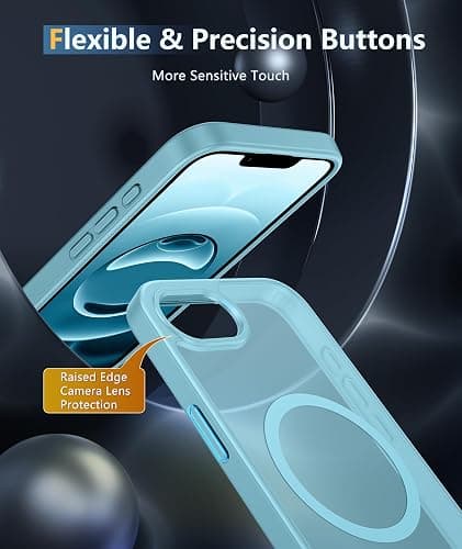 FNTCASE for iPhone 16e Case: [Compatible with Magsafe] Translucent Matte Cases with [Screen Protector] Military Grade Shockproof Protective Phone Cover - Teal thumbnail 5
