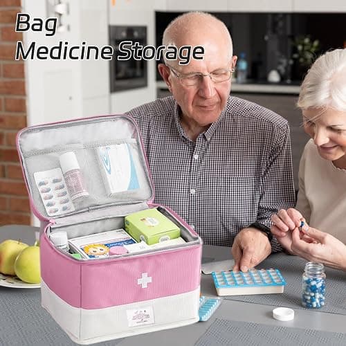 XPAPOV Travel Medicine Bag Organizer, Medical Bag Empty for First Responder Storage, Emergency Medical for Home, Travel, Camping, Car, Hiking & Outdoor Emergencies (Pink) thumbnail 7