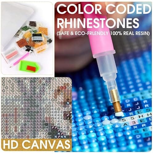 Bimkole 5D Diamond Art Kits for Adults Drift Bottle, Full Drill DIY Rhinestone Embroidery Set Paint with Diamonds Art Beach by Number Kits Cross Stitch Home Wall Craft Decoration 12x16 Inch thumbnail 4