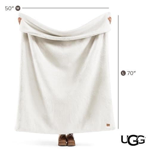 UGG Euphoria Throw Blanket, Plush Faux Fur Blanket, 50" x 70", White Snow | Reversible Fluffy Faux Fur to Ultra Soft Microfiber, Velvety Soft, OEKO-TEX Compliant, Machine Washable, Home Decor thumbnail 3