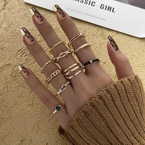 73 Pcs Gold Jewelry Set with 6Pcs Layered Necklace, 11 Pcs anklet and 7Pcs Earring Ear Cuff,12Hoop Earrings ,15pcs Rings,21pcs stud earrings Jewerly set for Women Pack for Friendship Party Gift thumbnail 6