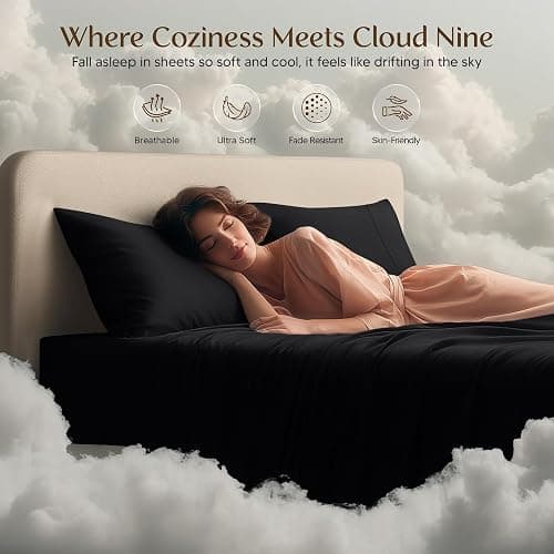 Utopia Bedding Queen Sheet Set – 4 Piece Bed Sheets for Queen Size Bed, Soft and Breathable Microfiber, Includes 1 Fitted Sheet, 1 Flat Sheet and 2 Pillowcases (Black) thumbnail 5