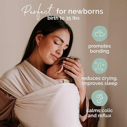 Boba Baby Wrap Carrier – Original Baby Sling Carrier for Newborns (7–35 lbs), Soft, Secure, Hands-Free & Ergonomic, Ideal for Comfortable Bonding, New Parents (Serenity Organic Stone) - Serenity Bamboo (Extra Soft) - Serenity Organic Stone thumbnail 3