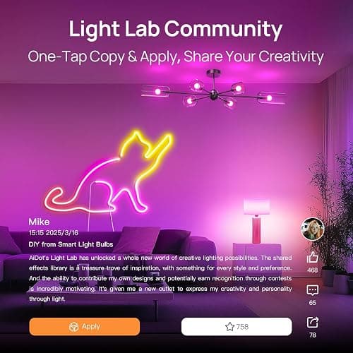 Linkind Smart Light Bulbs, Smart Bulb That Work with Alexa & Google Home, LED Light Bulbs Color Changing, 104 Preset Scene, Music Sync, A19 E26 2.4GHz RGBTW WiFi Bluetooth Light Bulb 60W, 800LM, 4Pack thumbnail 7