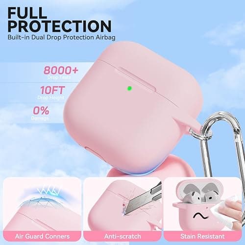 for AirPods 4 Case Pink with Cleaner Kit, TNSNK Soft Silicone Airpod 4 Case Compatible with Apple Airpods 4th Generation 2024 Case Cover with Keychain for Women Girly, Anti-Scratch, Drop Protection thumbnail 5