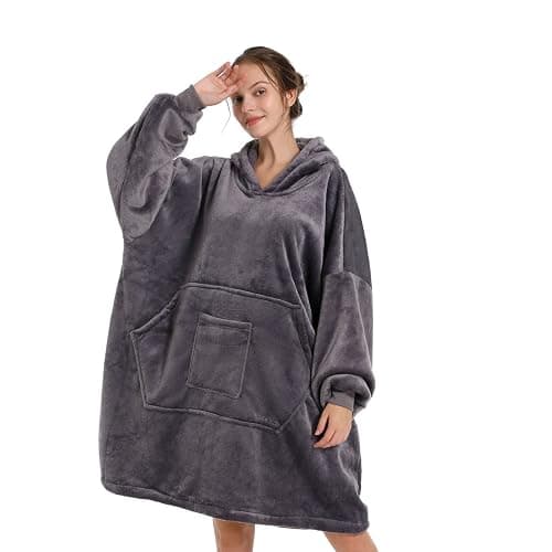 REDESS Blanket Hoodie Sweatshirt, Wearable Blanket Oversized Sherpa with Sleeves and Giant Pocket, Cozy Hoodie for Adult Kids - Image 1