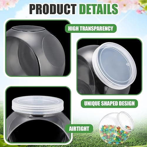 Willinglong 4 Pcs 60 oz Plastic Candy Jar with Lid for Candy Buffet Large Storage Jar Clear Food Storage Canisters Kitchen Countertop Container for Cookies Snacks Indoor Outdoor thumbnail 4