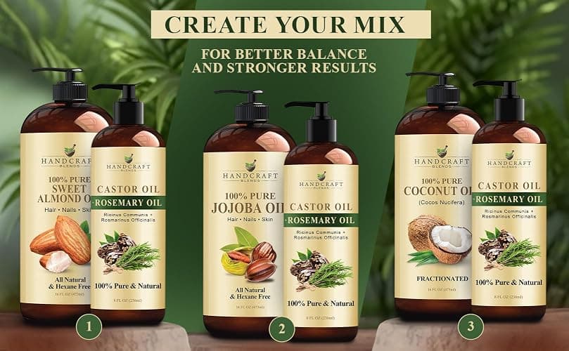 Handcraft Blends Castor Oil with Rosemary Oil - 8 Fl Oz - 100% Pure and Natural - Premium Grade Carrier Oil for Hair Growth, Eyelashes and Eyebrows, Hair & Body thumbnail 4