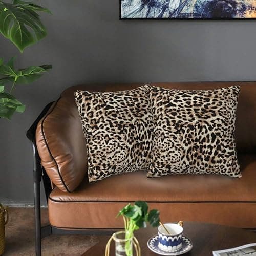 Sanghing Leopard Print Throw Pillow Covers 18x18 in Sets of 2 Modern Farmhouse Cheetah Print Pillow Cover Home Decorative Pillowcase Cushion Cover for Living Room Cushion Sofa Bed thumbnail 2