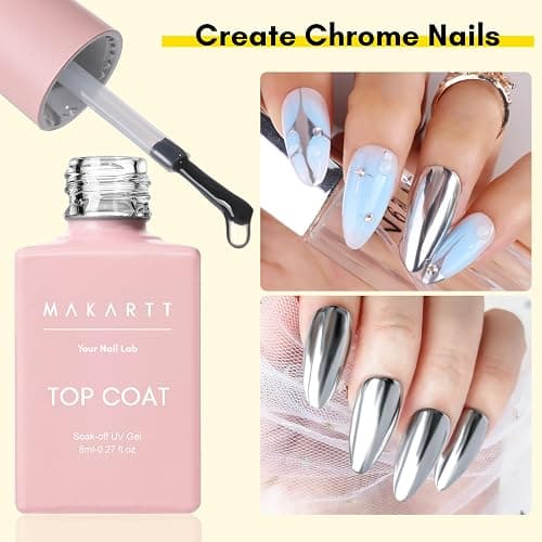Makartt Gel Top Coat and Base Coat Kit: 2 PCS Clear Gloss Shiny No Wipe Stain Resistant General Top Coat Nail Polish UV for Acrylic Nails Dip Powder Gel Nail Polish Beauty Spring Gift Salon at Home thumbnail 7